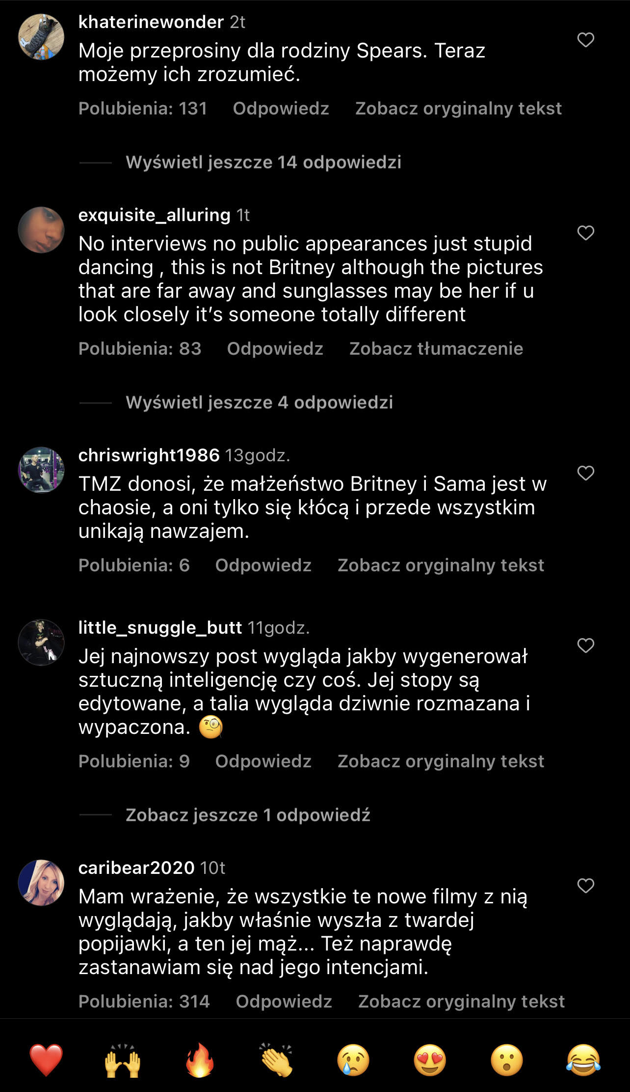 komentarze pod postem britney spears