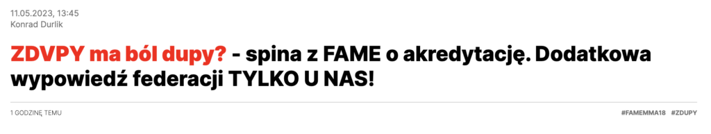 Dywanik w obronie Fame mma 