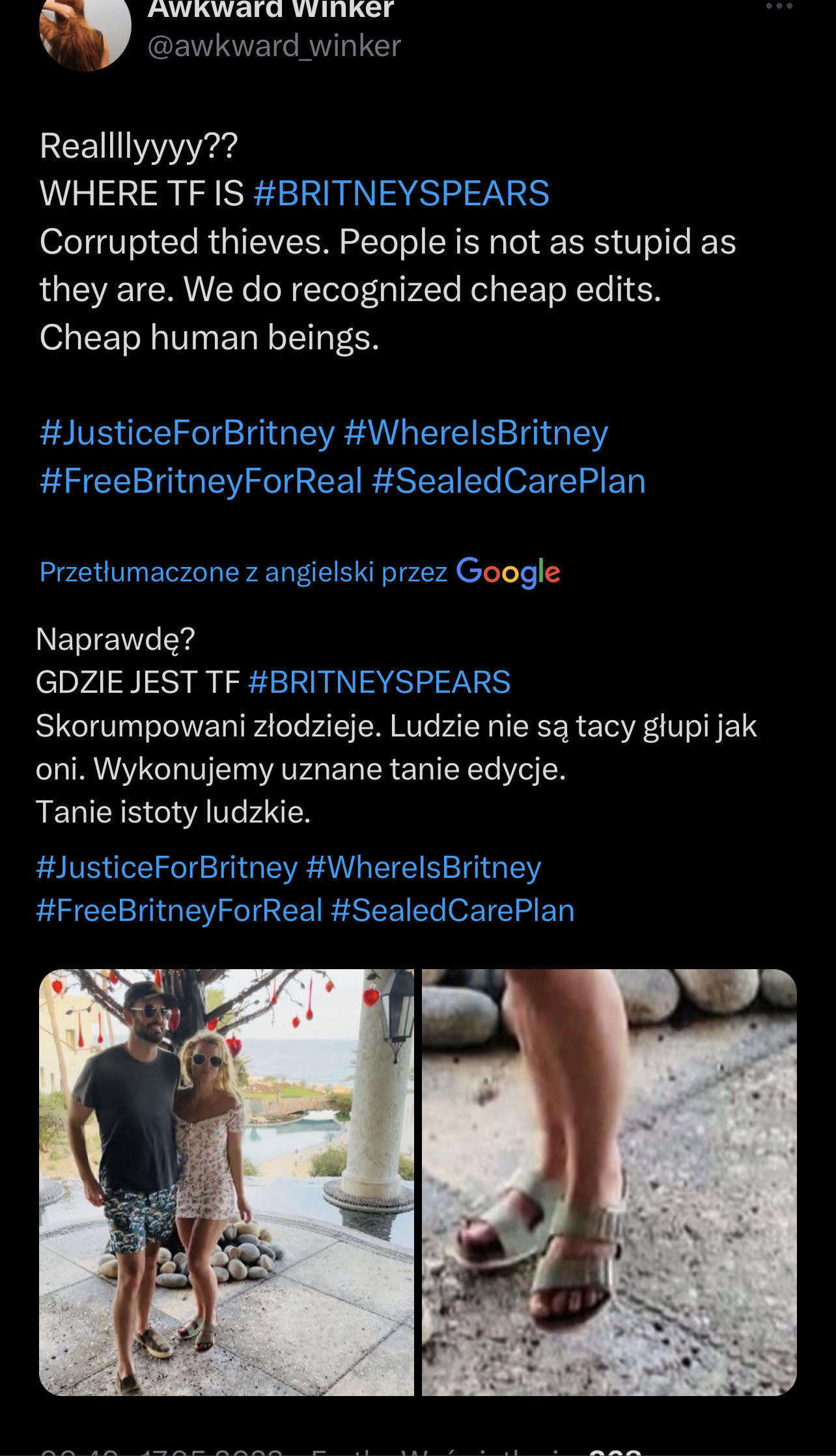 twitter o britney i jej przerobionych zdjęciach